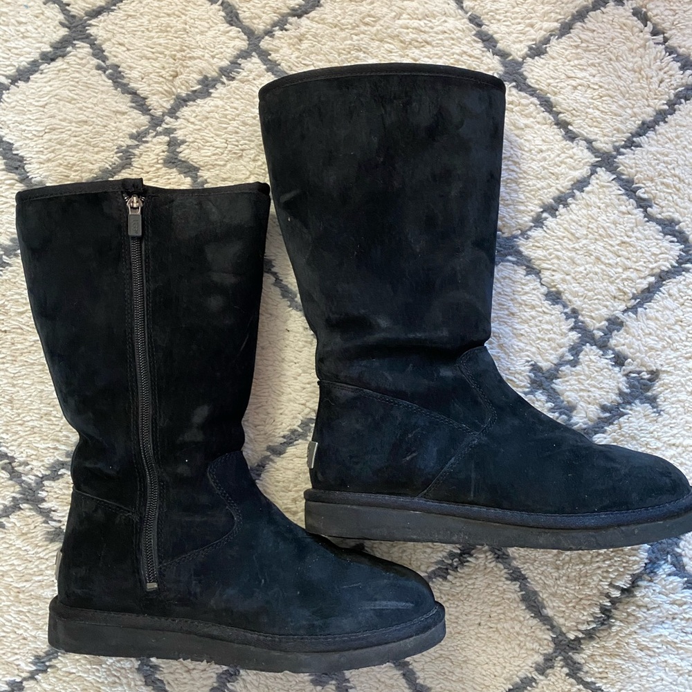 Black Suede Ugg Boots Size 8 Like New - image 1